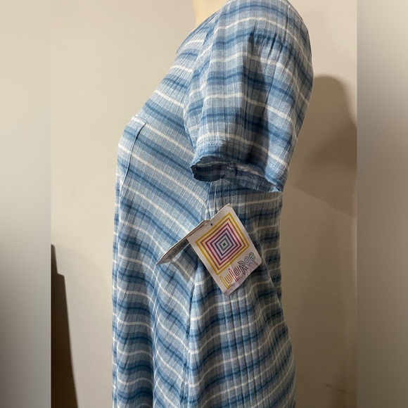 LuLaRoe Blue and White A-Line Midi Dress - Picture 5 of 11